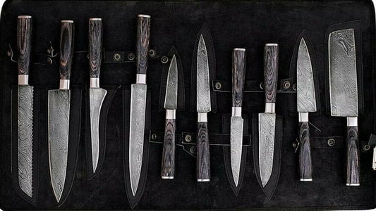 10”Pieces “Custom Hand Forged Damascus Steel Chef Knife Kitchen Knives Set - SUSA KNIVES