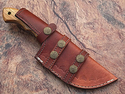 10'' Handmade J2 Steel Hand Forged Tracker Hunting Knife with cow Wood Handle/Anniversary Gift/gift for him/Birthday gift - SUSA KNIVES