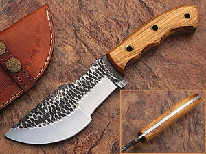 10'' Handmade J2 Steel Hand Forged Tracker Hunting Knife with cow Wood Handle/Anniversary Gift/gift for him/Birthday gift - SUSA KNIVES