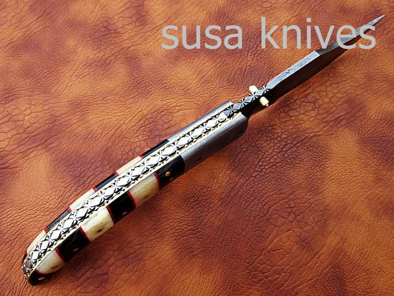 Hand Made Damascus Steel Hunting knife/Pocket Knife/Anniversary gift/gift for him/Birthday gift/gift for her - SUSA KNIVES