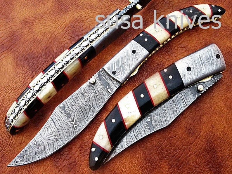 Hand Made Damascus Steel Hunting knife/Pocket Knife/Anniversary gift/gift for him/Birthday gift/gift for her - SUSA KNIVES