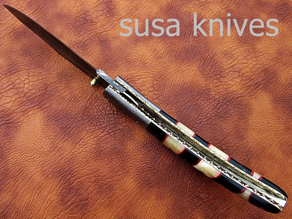 Hand Made Damascus Steel Hunting knife/Pocket Knife/Anniversary gift/gift for him/Birthday gift/gift for her - SUSA KNIVES