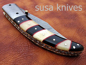 Hand Made Damascus Steel Hunting knife/Pocket Knife/Anniversary gift/gift for him/Birthday gift/gift for her - SUSA KNIVES