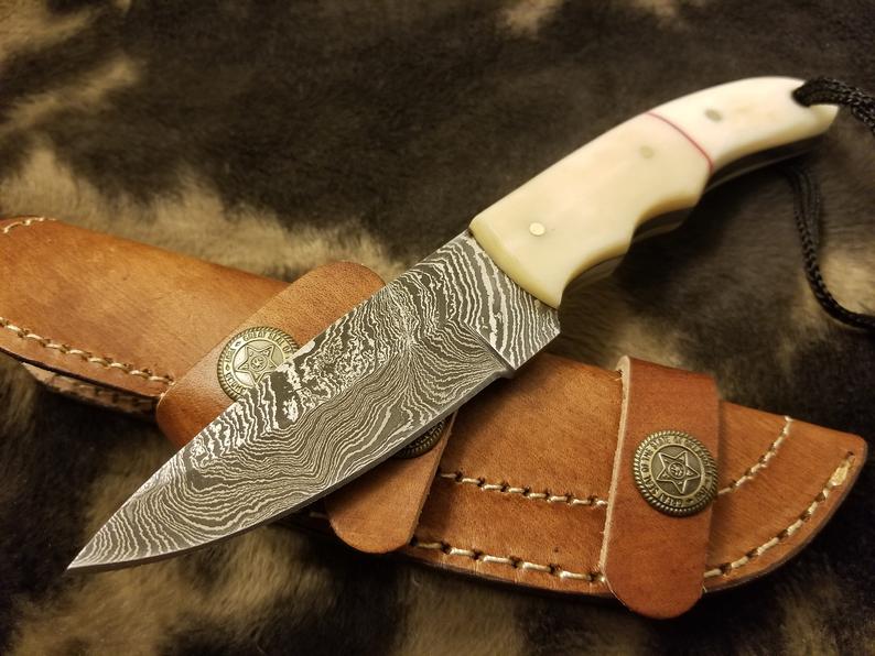Damascus Steel Bush Craft with Bone handle - SUSA KNIVES