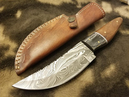 Damascus Steel Knife Fishing/Hunting/camping Tool With rose wood&Black Exotic Sheet Scale - SUSA KNIVES