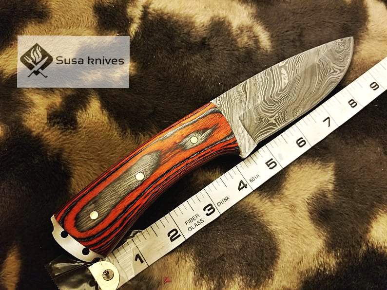 Damascus steel knife with  sharpener - SUSA KNIVES