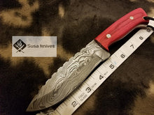 Load image into Gallery viewer, Damascus steel Best Horizontal Carry Fixed Blade Knives - SUSA KNIVES
