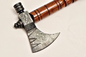 Handmade Tomahawk Damascus Steel SK Axe , Hatchet Axe with Rose wood - SUSA KNIVES
