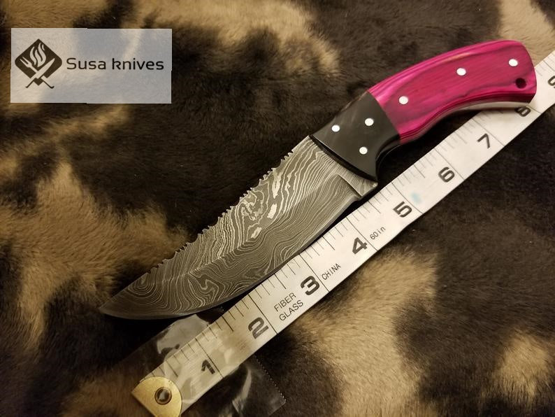 Damascus Bushcraft Knife with Exotic wood "8" - SUSA KNIVES