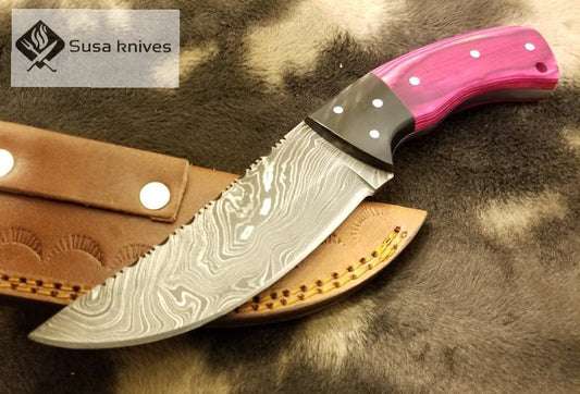 Damascus Bushcraft Knife with Exotic wood "8" - SUSA KNIVES