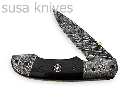 Beautiful Newly Design Custom Hand Made Damascus Steel Hunting Pocket Knife - SUSA KNIVES