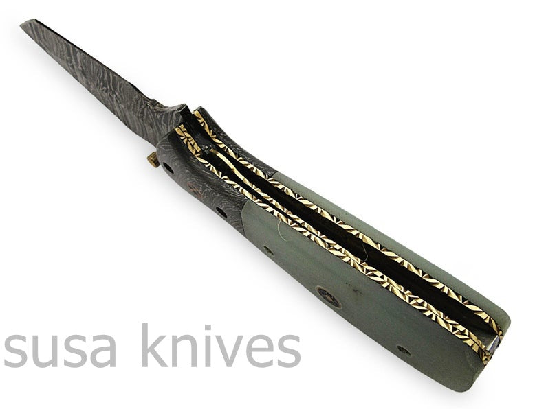 Beautiful Newly Design Custom Hand Made Damascus Steel Hunting Pocket Knife - SUSA KNIVES