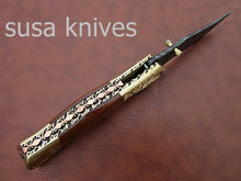 Load image into Gallery viewer, Beautiful Newly Design Custom Hand Made Damascus Steel Hunting Pocket Knife - SUSA KNIVES
