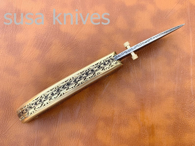 Beautiful Newly Design Hand Made D2 Steel Hunting Engrave Pocket Knife/Folding knife With Liner Lock/valentine Gift/Gift for him - SUSA KNIVES