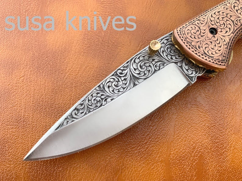 Great Gift Newly Design Hand Made D2 Steel Hunting Engrave Pocket Knife/Folding knife With Liner Lock/Christmas Gift/Gift for her - SUSA KNIVES