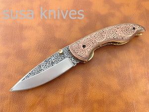 Great Gift Newly Design Hand Made D2 Steel Hunting Engrave Pocket Knife/Folding knife With Liner Lock/Christmas Gift/Gift for her - SUSA KNIVES