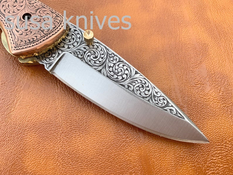 Great Gift Newly Design Hand Made D2 Steel Hunting Engrave Pocket Knife/Folding knife With Liner Lock/Christmas Gift/Gift for her - SUSA KNIVES