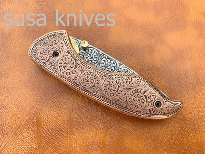 Great Gift Newly Design Hand Made D2 Steel Hunting Engrave Pocket Knife/Folding knife With Liner Lock/Christmas Gift/Gift for her - SUSA KNIVES