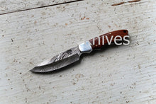 Load image into Gallery viewer, Wildcat Skinner Knife; Damascus Steel blade and Polished bolster - SUSA KNIVES
