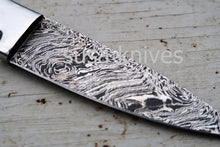 Load image into Gallery viewer, Bone Chef Knife; Twist Pattern Damascus steel, Natural Bone handle - SUSA KNIVES
