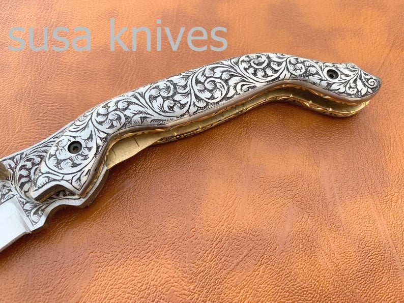 Newly Design Hand Made D2 Steel Hunting Engrave Pocket Knife/Folding knife With Liner Lock/valentine Gift/Gift for her - SUSA KNIVES