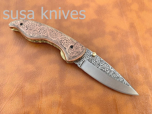 Great Gift Newly Design Hand Made D2 Steel Hunting Engrave Pocket Knife/Folding knife With Liner Lock/Christmas Gift/Gift for her - SUSA KNIVES