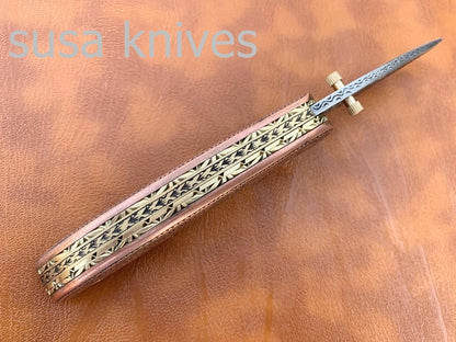 Great Gift Newly Design Hand Made D2 Steel Hunting Engrave Pocket Knife/Folding knife With Liner Lock/Christmas Gift/Gift for her - SUSA KNIVES