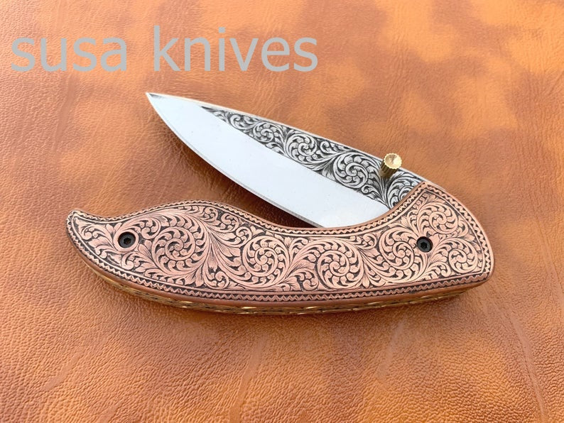 Great Gift Newly Design Hand Made D2 Steel Hunting Engrave Pocket Knife/Folding knife With Liner Lock/Christmas Gift/Gift for her - SUSA KNIVES