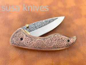 Great Gift Newly Design Hand Made D2 Steel Hunting Engrave Pocket Knife/Folding knife With Liner Lock/Christmas Gift/Gift for her - SUSA KNIVES