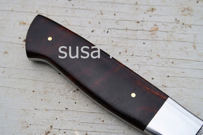 Chef Knife; Twist Pattern Damascus steel, Natural Rosewood handle - SUSA KNIVES