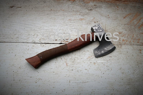 Handmade Damascus Steel Axe, Rosewood Handle - SUSA KNIVES