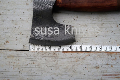 Handmade Damascus Steel Axe, Rosewood Handle - SUSA KNIVES
