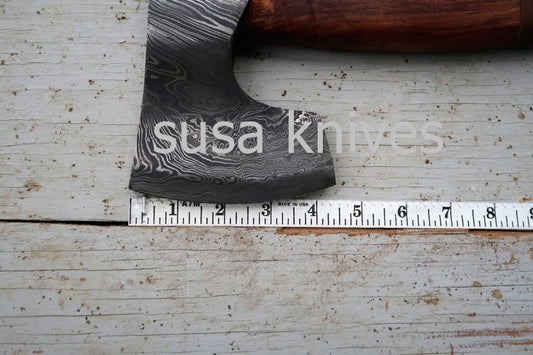 Handmade Damascus Steel Axe, Rosewood Handle - SUSA KNIVES