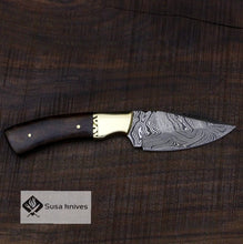 Load image into Gallery viewer, Handmade Bushcraft Damascus Knife - Hunting, Camping, Fixed Blade, Collectors Knife. Christmas, Anniversary Gift, Unique Knife, EDC, Hiking - SUSA KNIVES
