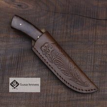 Load image into Gallery viewer, Handmade Bushcraft Damascus Knife - Hunting, Camping, Fixed Blade, Collectors Knife. Christmas, Anniversary Gift, Unique Knife, EDC, Hiking - SUSA KNIVES
