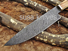 Load image into Gallery viewer, Handmade Damascus Steel Chef Knife Boxing day Sale, Heartwarming gift, Wedding gift, Gift for her, Anniversary gift, Personalized gift - SUSA KNIVES
