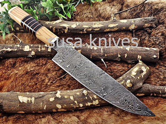 Handmade Damascus Steel Chef Knife Boxing day Sale, Heartwarming gift, Wedding gift, Gift for her, Anniversary gift, Personalized gift - SUSA KNIVES