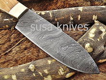 Load image into Gallery viewer, Handmade Damascus Steel Chef Knife Boxing day sale, Heartwarming gift, Wedding gift, Gift for her, Anniversary gift, Personalized gift - SUSA KNIVES
