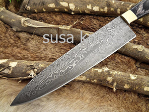 Handmade Damascus Steel Chef Knife Boxing day Sale, Gift, Bridesmaid gift, Birthday gift, Gift for Mother, Cutlery, Kitchen & Dining, - SUSA KNIVES
