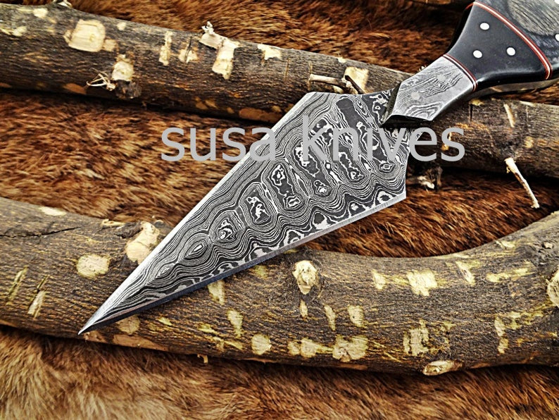 A Beautiful Custom Made Damascus Skinner Knife/Halloween Gift/Black Friday Gift/ Thanksgiving Gift/Christmas Gift - SUSA KNIVES