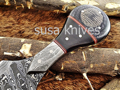 A Beautiful Custom Made Damascus Skinner Knife/Halloween Gift/Black Friday Gift/ Thanksgiving Gift/Christmas Gift - SUSA KNIVES
