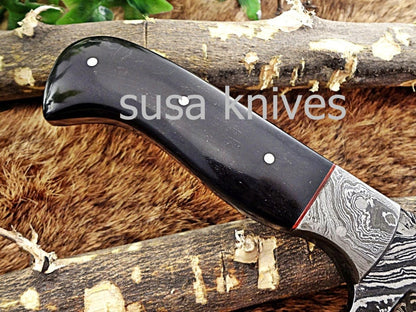 A Beautiful Custom Made Damascus Skinner Knife/Black Friday Gift/ Thanksgiving Gift/Christmas Gift - SUSA KNIVES