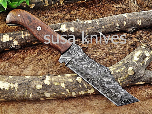 A Beautiful Custom Made Damascus Skinner Knife/Black Friday Gift/ Thanksgiving Gift/Christmas Gift - SUSA KNIVES