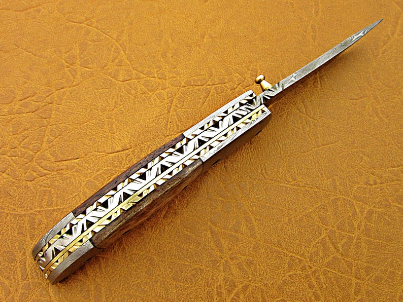 Custom Handmade Damascus Steel Folding Pocket Knife - SUSA KNIVES