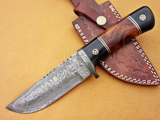Custom Handmade Damascus Steel Fixed Blade Hunting Knife - SUSA KNIVES