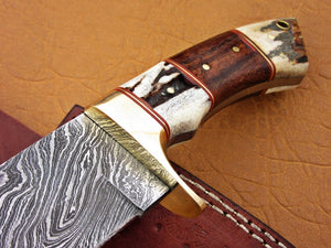 Custom Handmade Damascus Steel Fixed Blade Hunting Knife - SUSA KNIVES