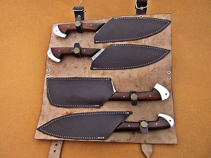 Custom Handmade Damascus Steel Fixed Blade Kitchen Chef Knife Set - SUSA KNIVES