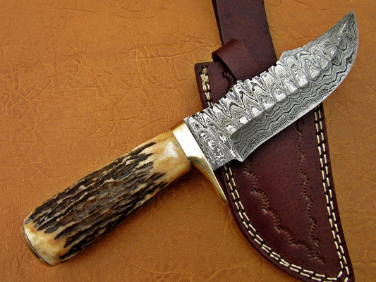 Custom Handmade Damascus Steel Fixed Blade Hunting Knife - SUSA KNIVES