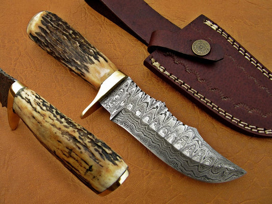 Custom Handmade Damascus Steel Fixed Blade Hunting Knife - SUSA KNIVES