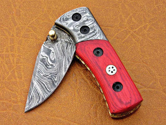 Custom Handmade Damascus Steel Folding Pocket Knife - SUSA KNIVES